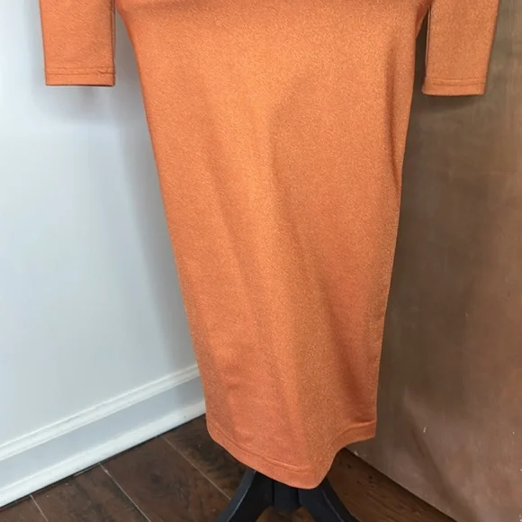 BILL HALLMAN Long Sleeve Mock Neck Dress | Burnt Orange | S - Picture 8 of 9